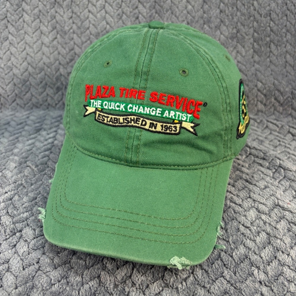 Plaza Tire Service 55th Anniversary Green Distressed Baseball Hat Cap Adjustable
